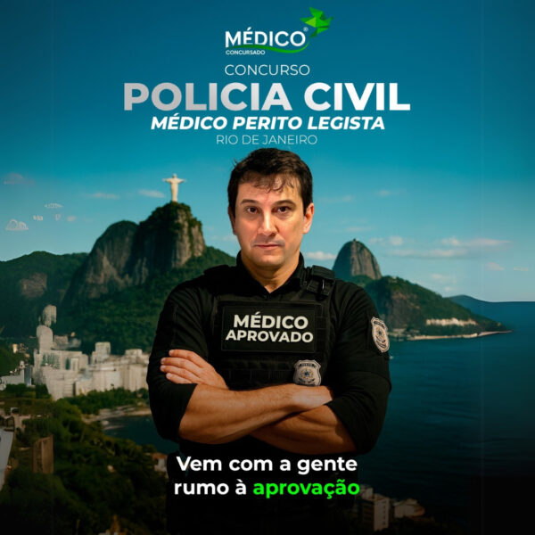 Médico Perito Polícia Civil do Rio de Janeiro: Curso Preparatório Específicas + Inespecíficas - Médico Concursado® </br> <span class="preco">💳 12 x de R$ 268,59</span>