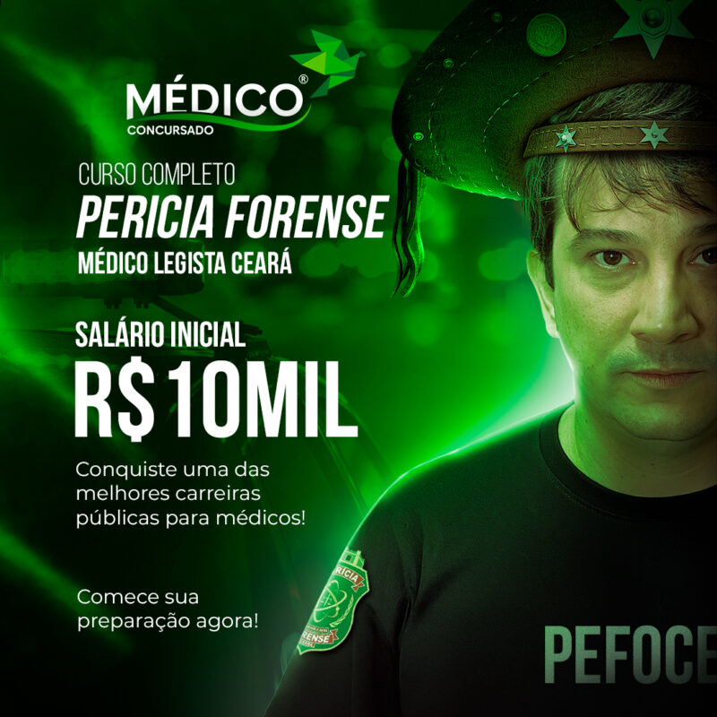 Médico PEFOCE - Perícia Forense do Estado do Ceará: Curso Preparatório Específicas + Inespecíficas - Médico Concursado® </br> <span class="preco">💳 12 x de R$ 268,59</span>